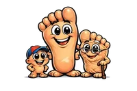 Cartoon foot family - child, adult, and senior